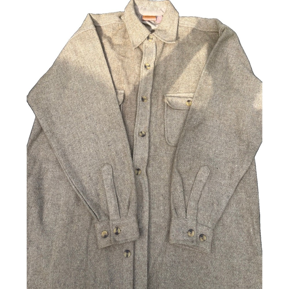 Fargo Shirt Jacket Shacket Mens Medium Beige Wool Blend  Lined Vintage